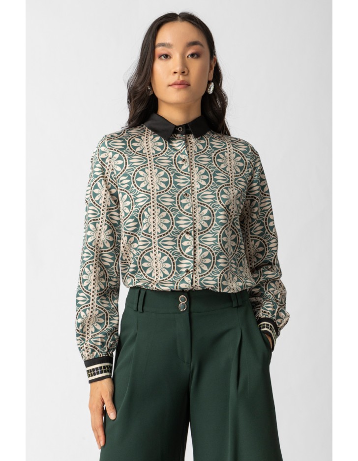 Πουκάμισο σατέν εμπριμέ Jade Πουκάμισο σατέν εμπριμέ Jade