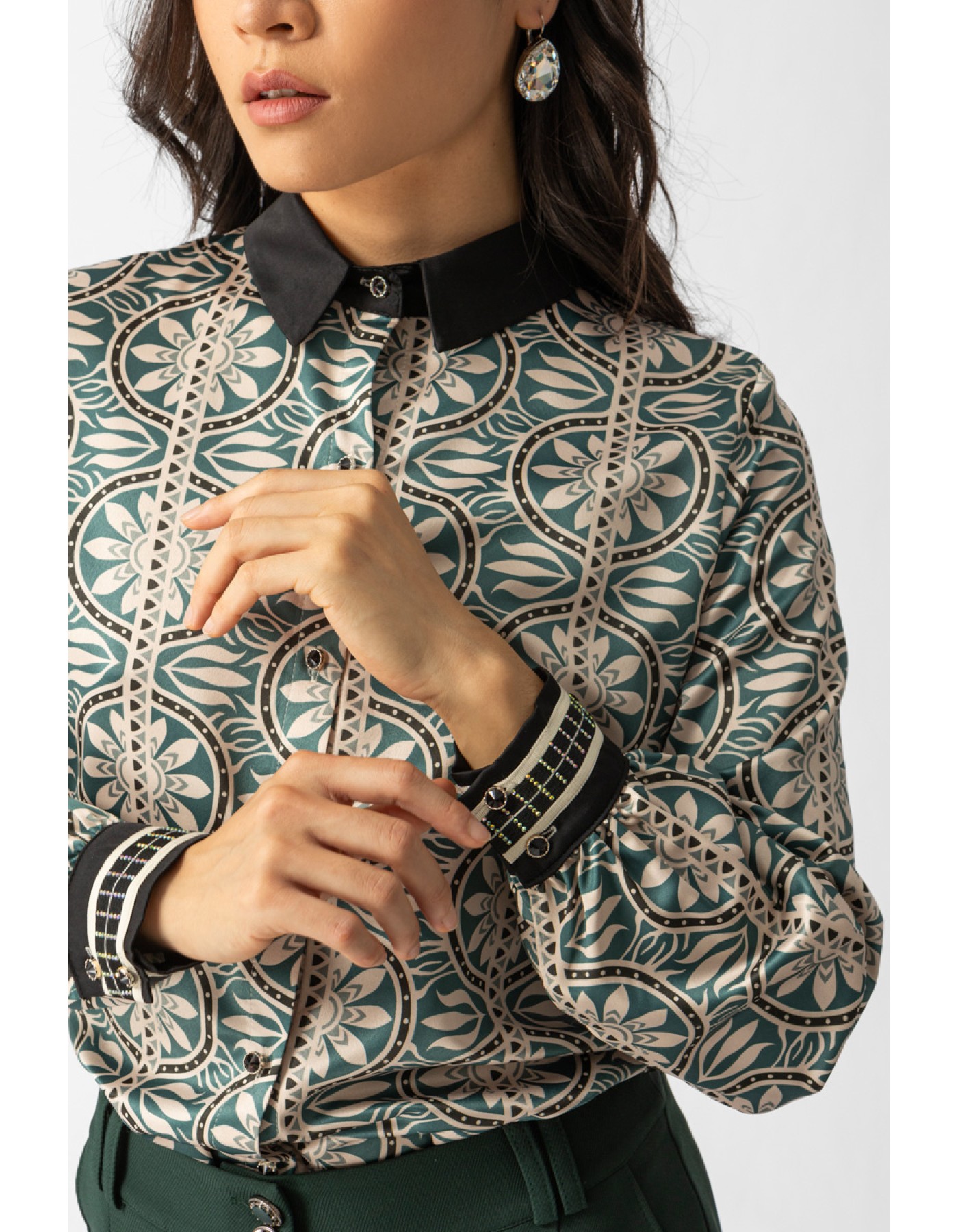 Πουκάμισο σατέν εμπριμέ Jade