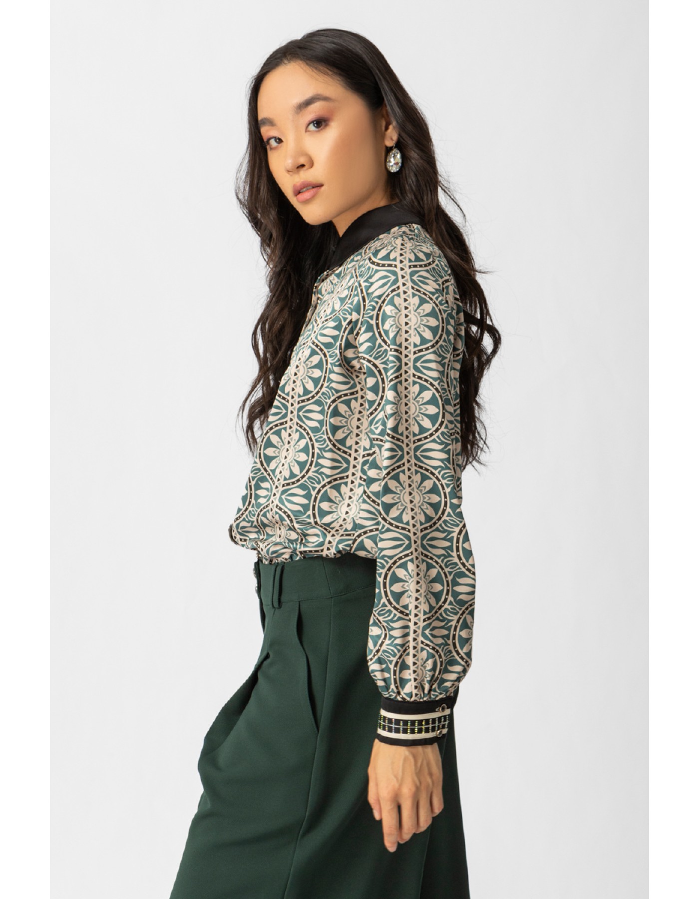 Πουκάμισο σατέν εμπριμέ Jade