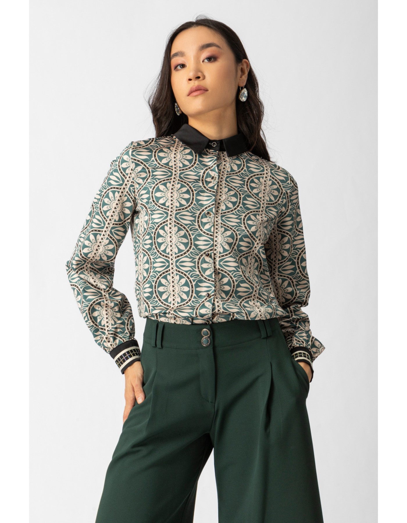 Πουκάμισο σατέν εμπριμέ Jade