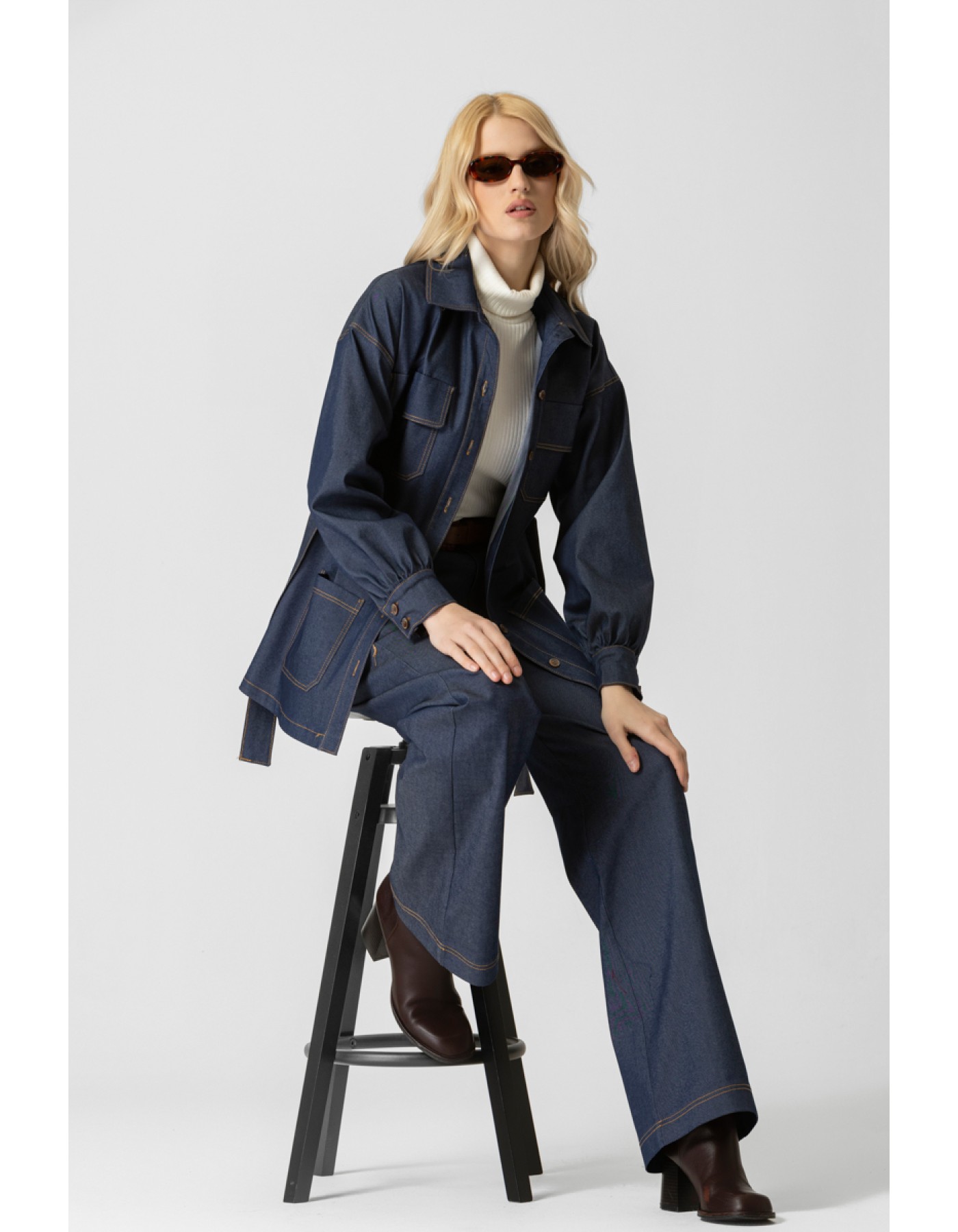 Πουκάμισο Jean τσέπες denim