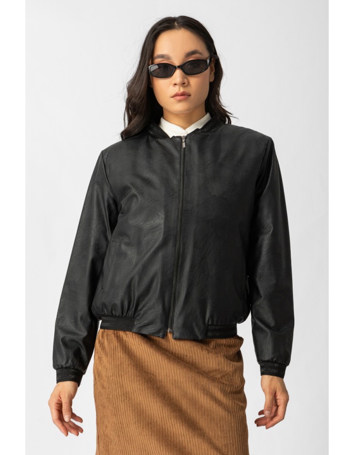 Ζακέτα bomber δερματίνη λάστιχο Ζακέτα bomber δερματίνη λάστιχο