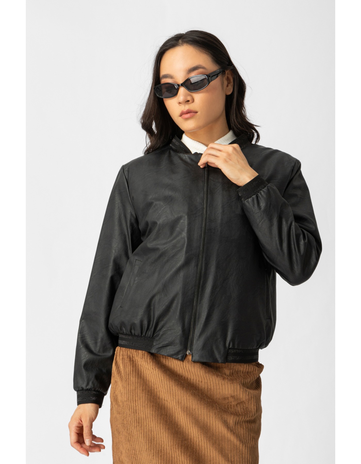 Ζακέτα bomber δερματίνη λάστιχο