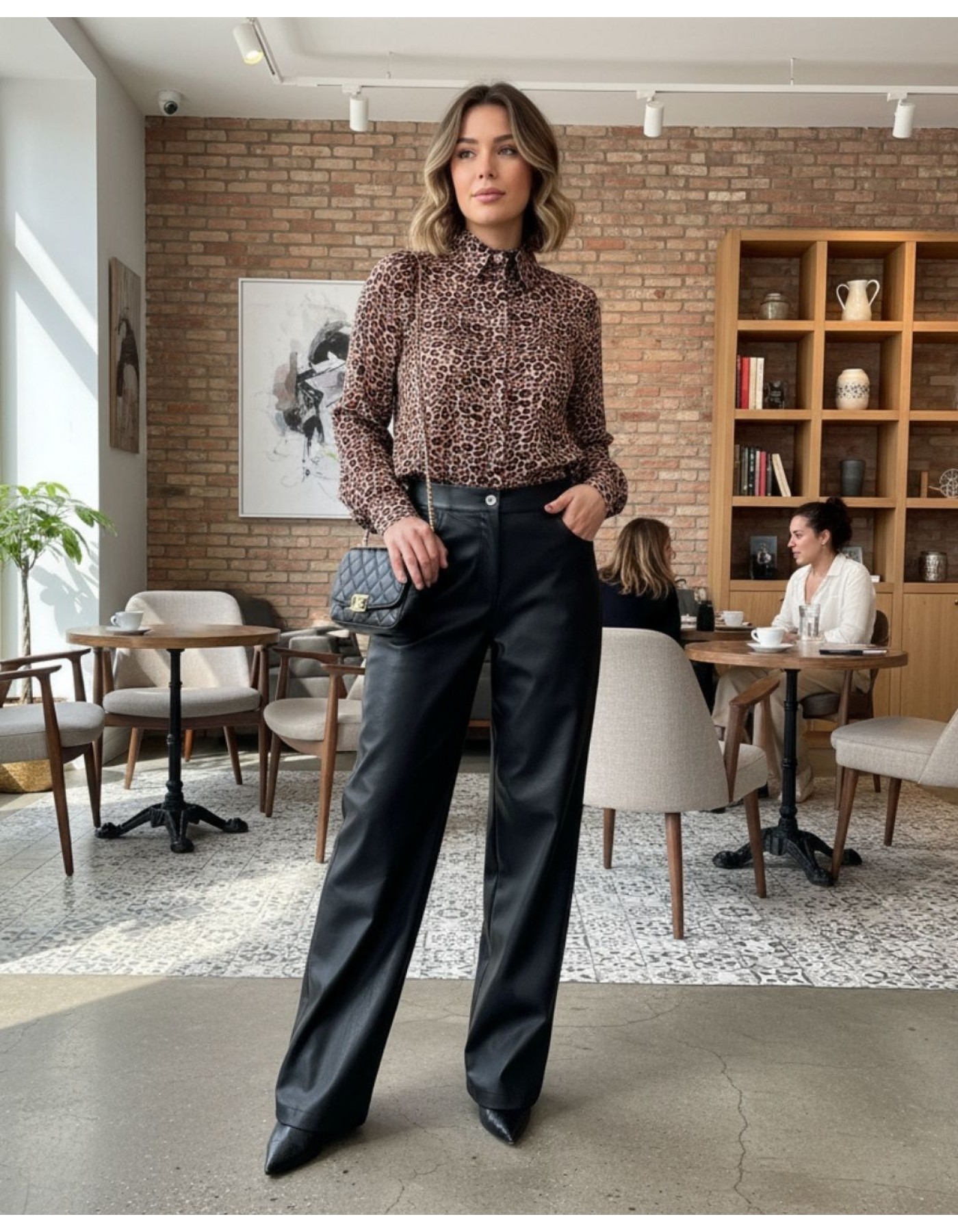 Πουκάμισο λεοπάρ print σατέν