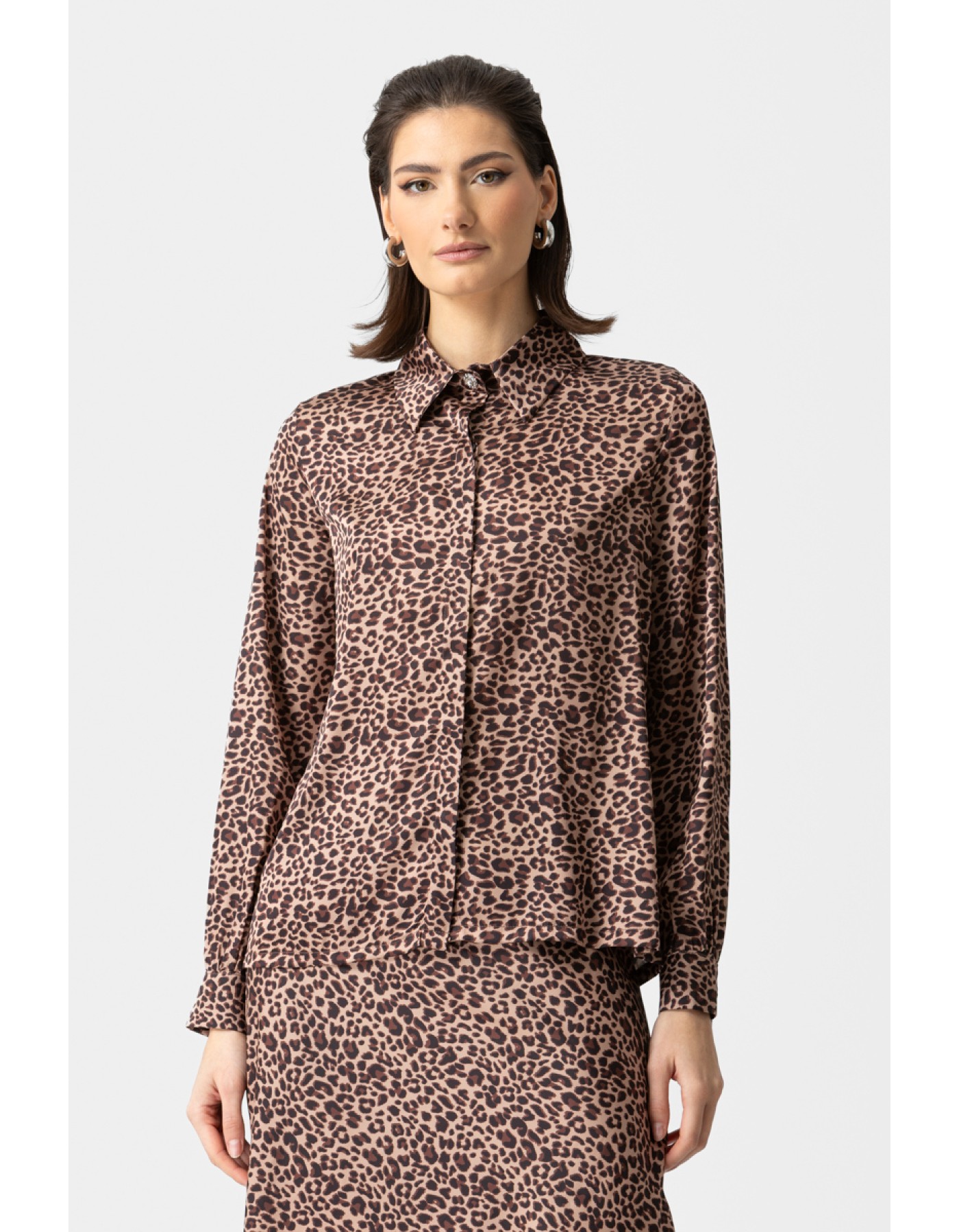 Πουκάμισο λεοπάρ print σατέν