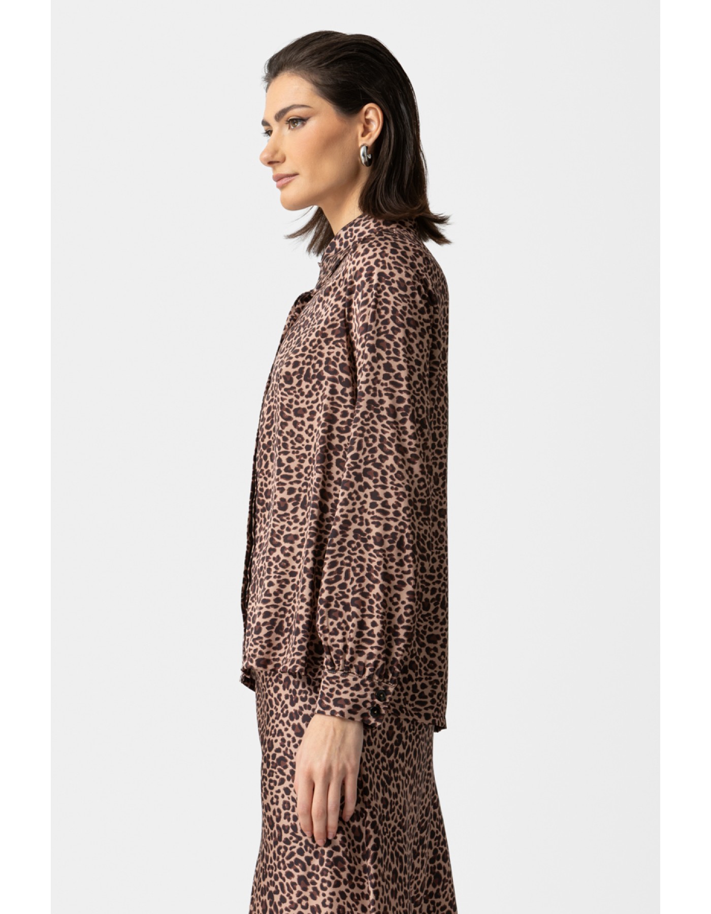 Πουκάμισο λεοπάρ print σατέν