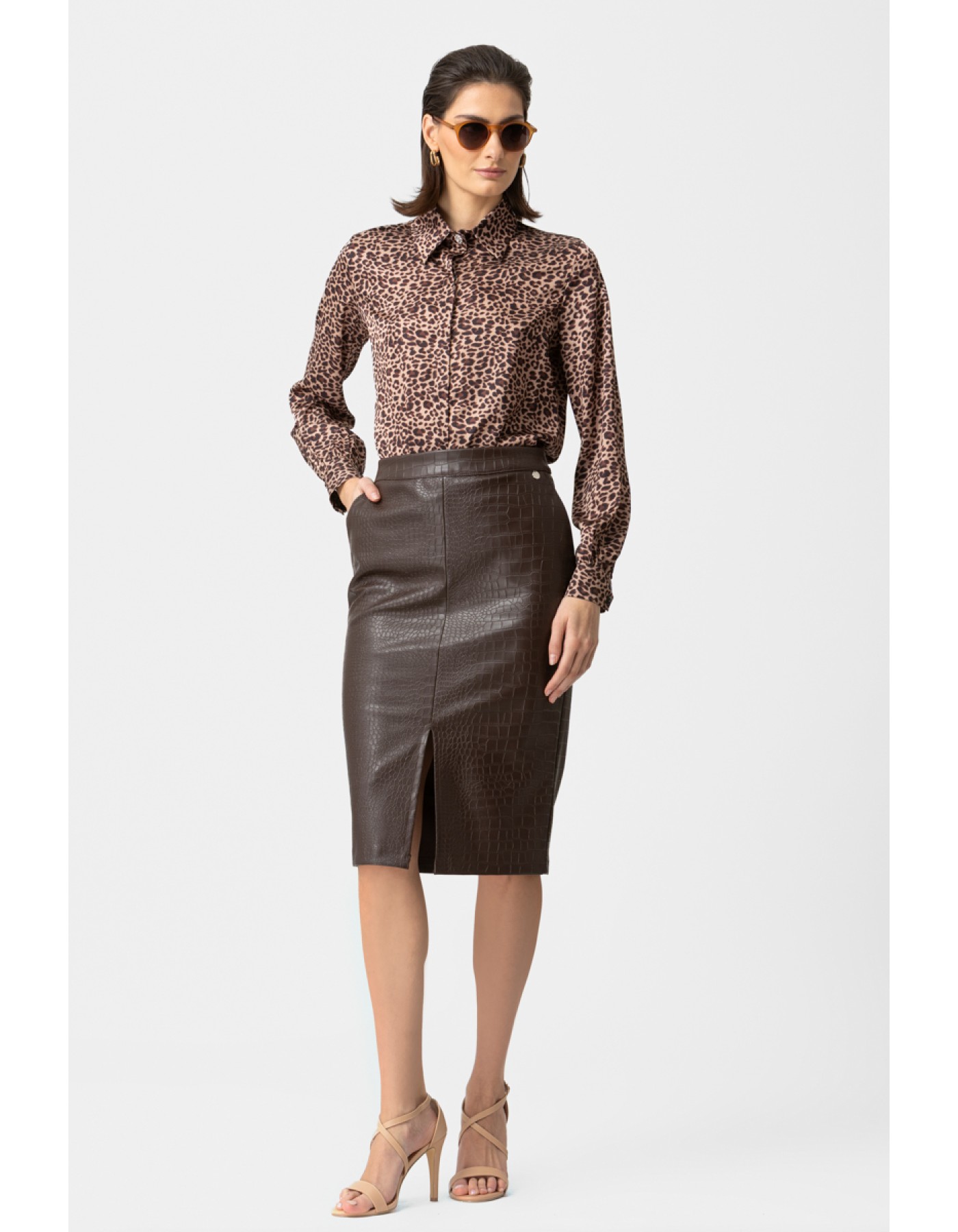 Πουκάμισο λεοπάρ print σατέν