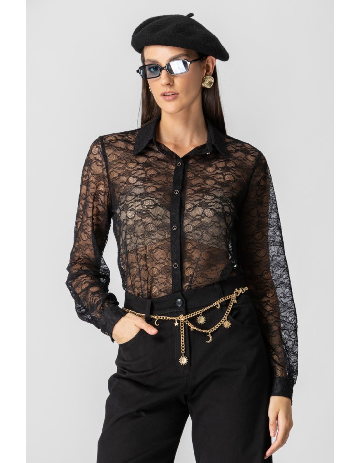 Πουκάμισο δαντέλα ελαστική Πουκάμισο δαντέλα ελαστική