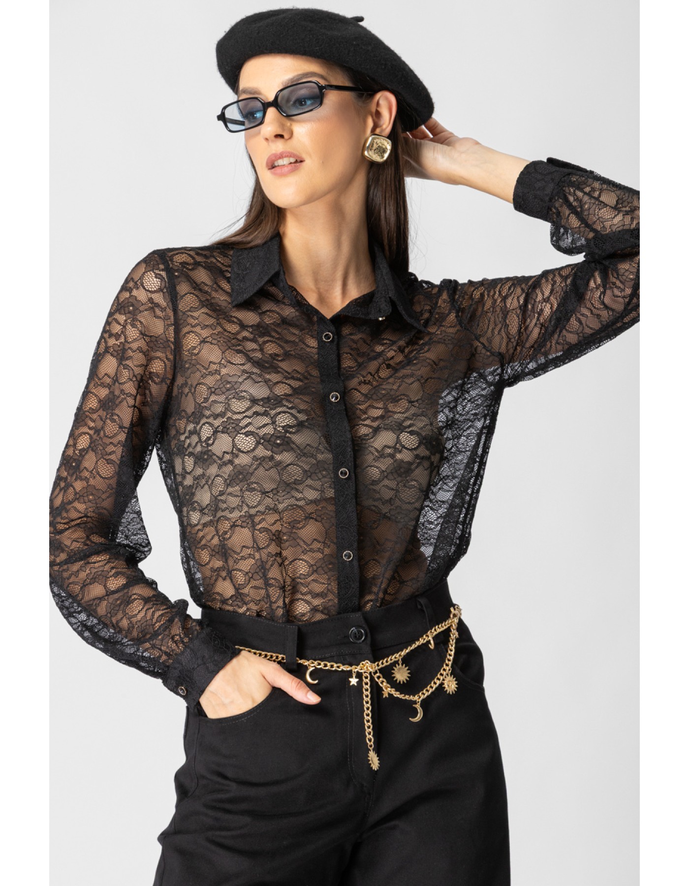 Πουκάμισο δαντέλα ελαστική