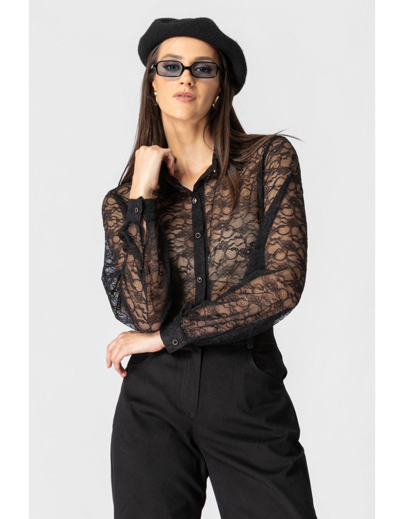 Πουκάμισο δαντέλα ελαστική