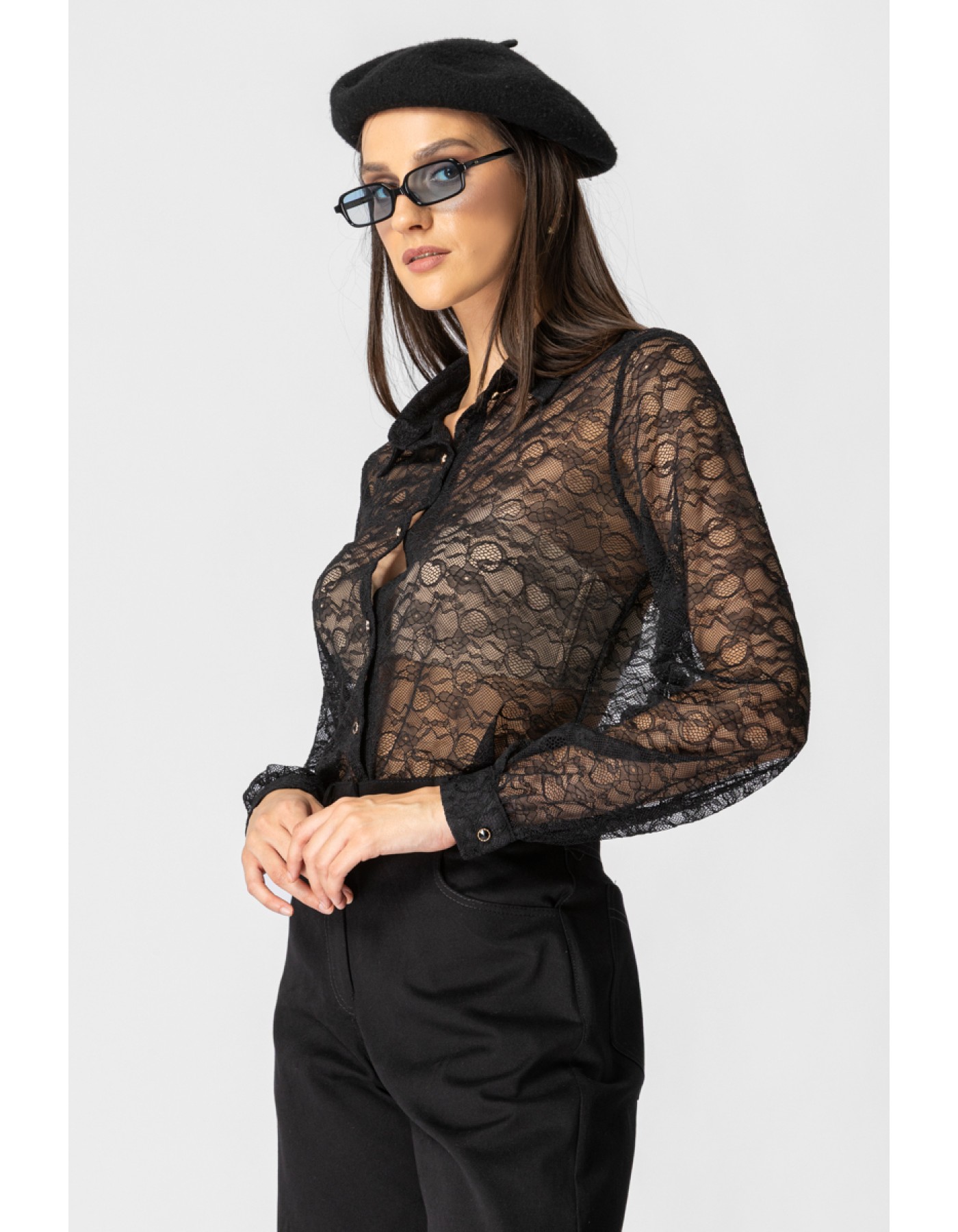 Πουκάμισο δαντέλα ελαστική