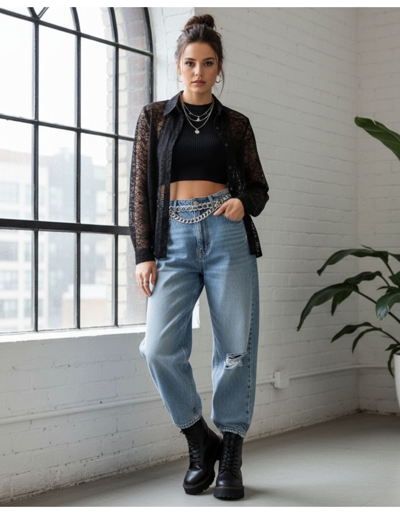 Πουκάμισο δαντέλα ελαστική