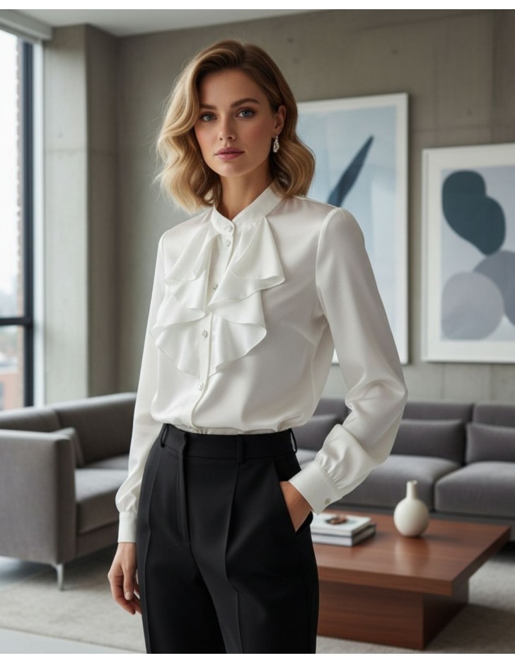 Πουκάμισο μεταξωτό βολάν