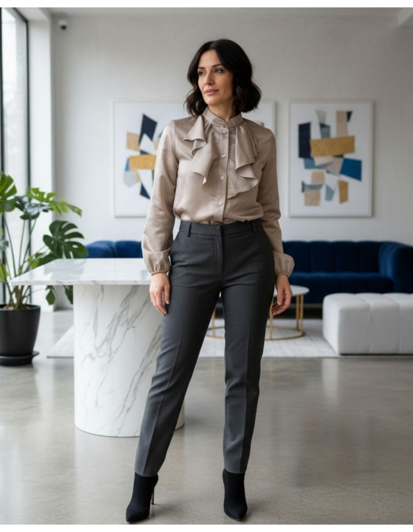 Πουκάμισο μεταξωτό βολάν