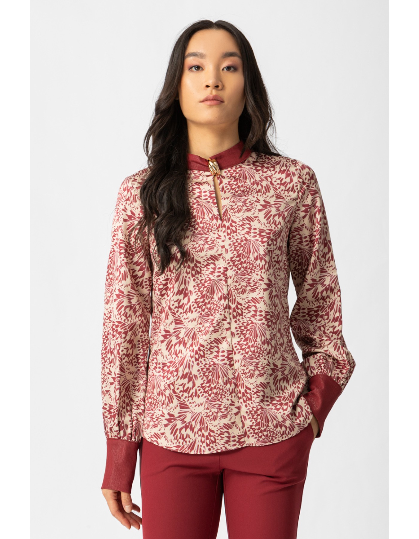 Μπλούζα εμπριμέ σατέν Gatsby