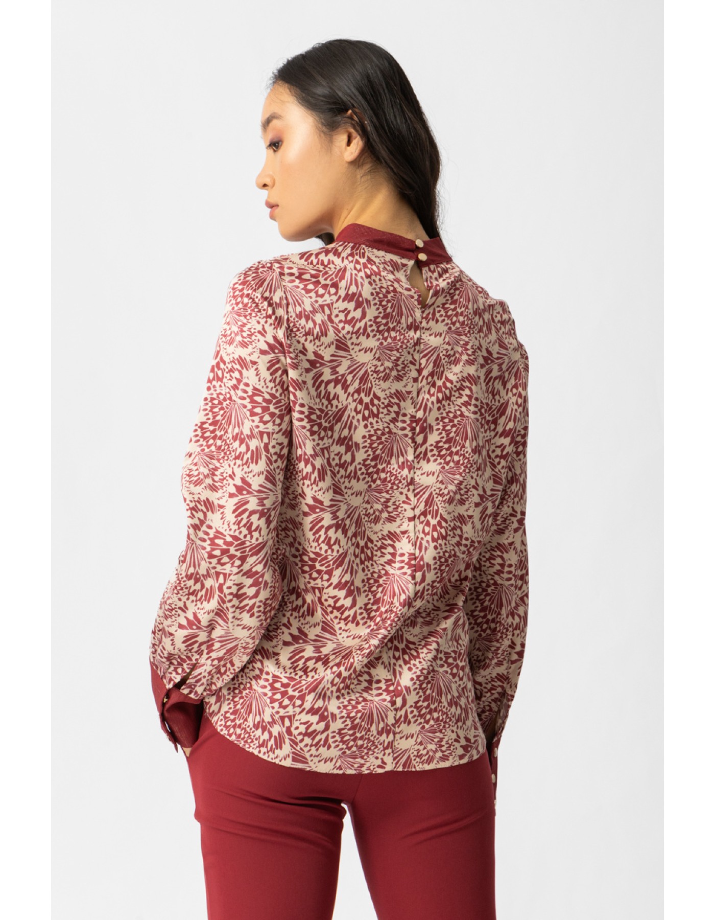 Μπλούζα εμπριμέ σατέν Gatsby