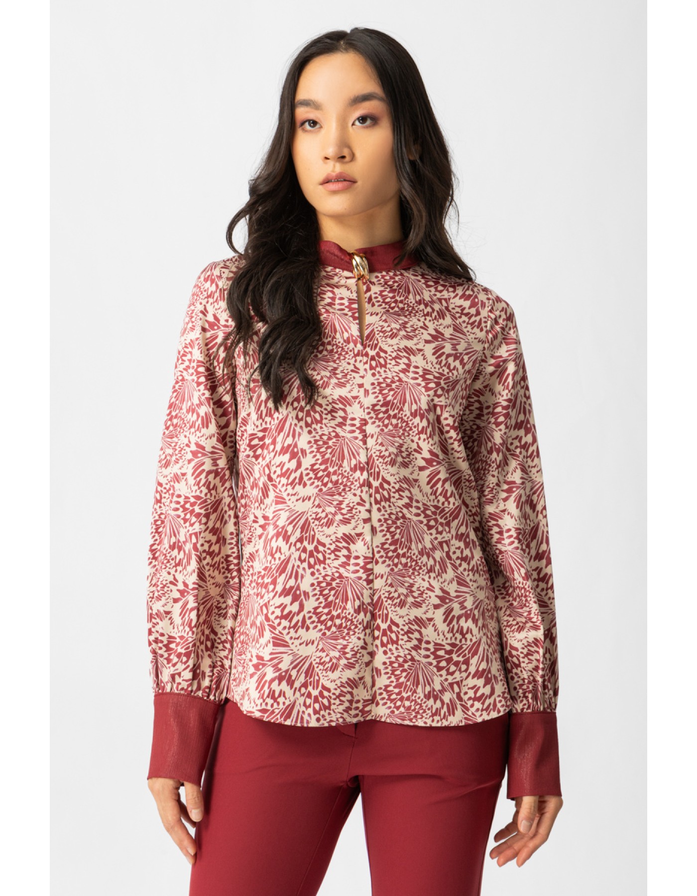 Μπλούζα εμπριμέ σατέν Gatsby