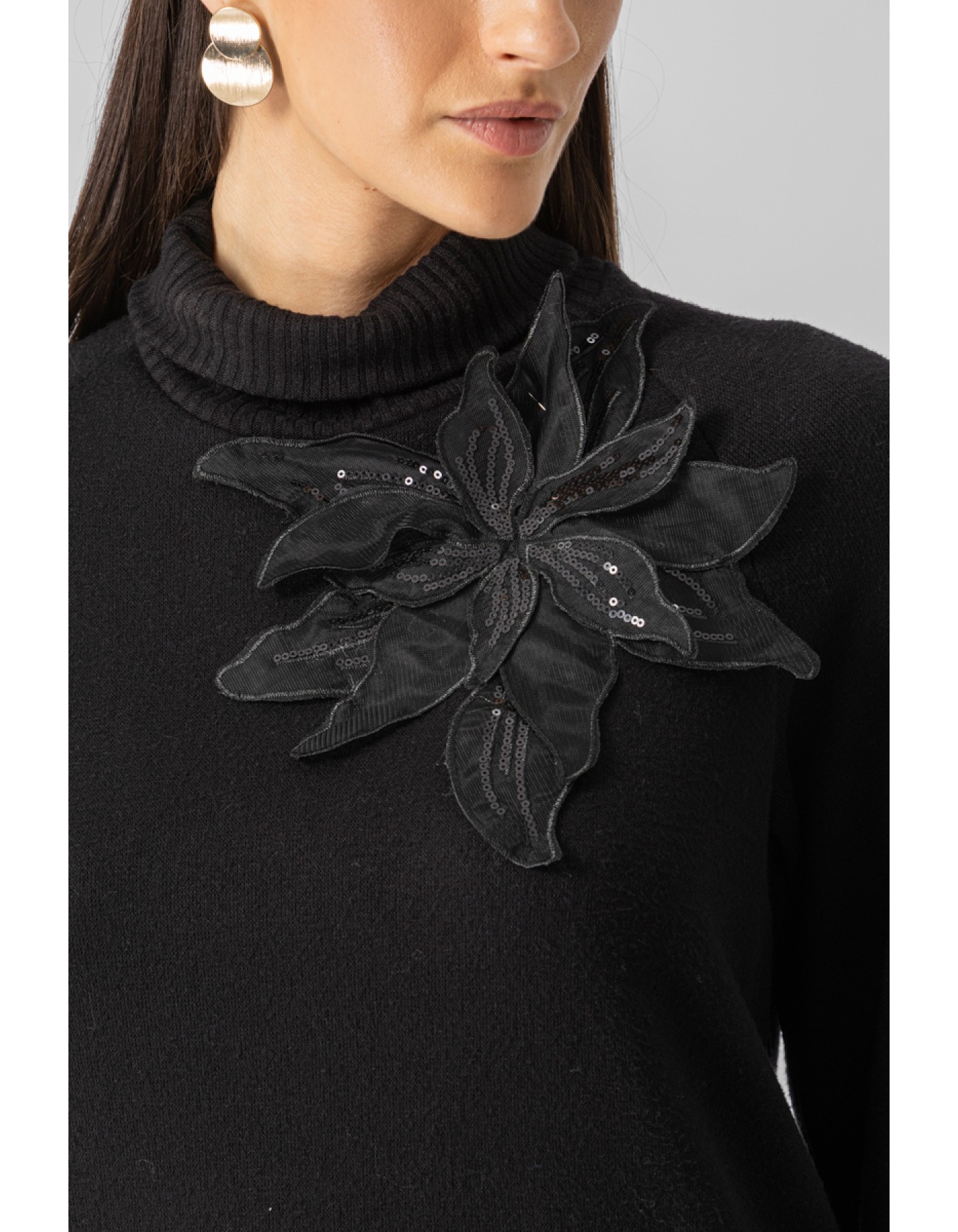 Μπλούζα πλεχτή ζιβάγκο λουλούδι