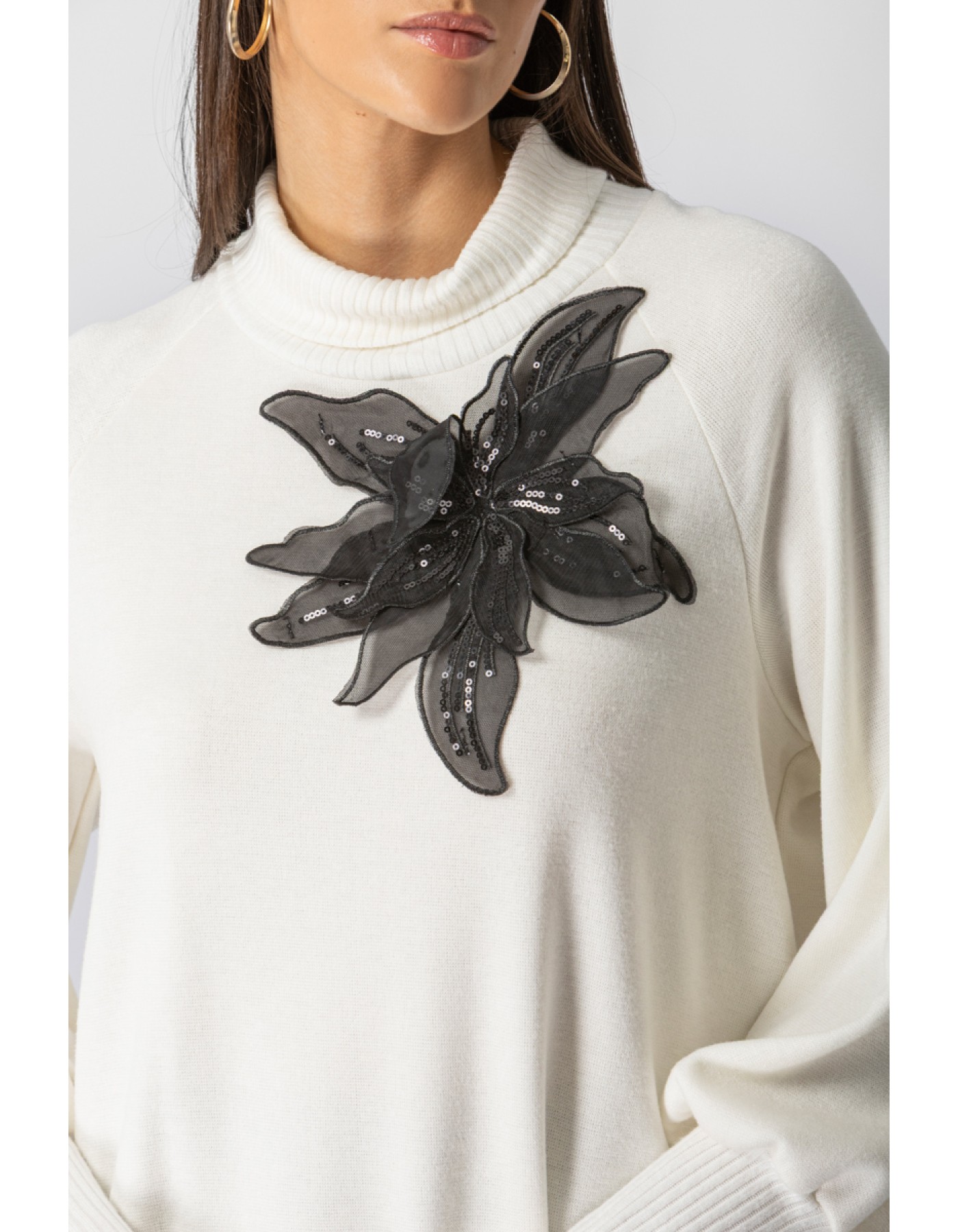 Μπλούζα πλεχτή ζιβάγκο λουλούδι