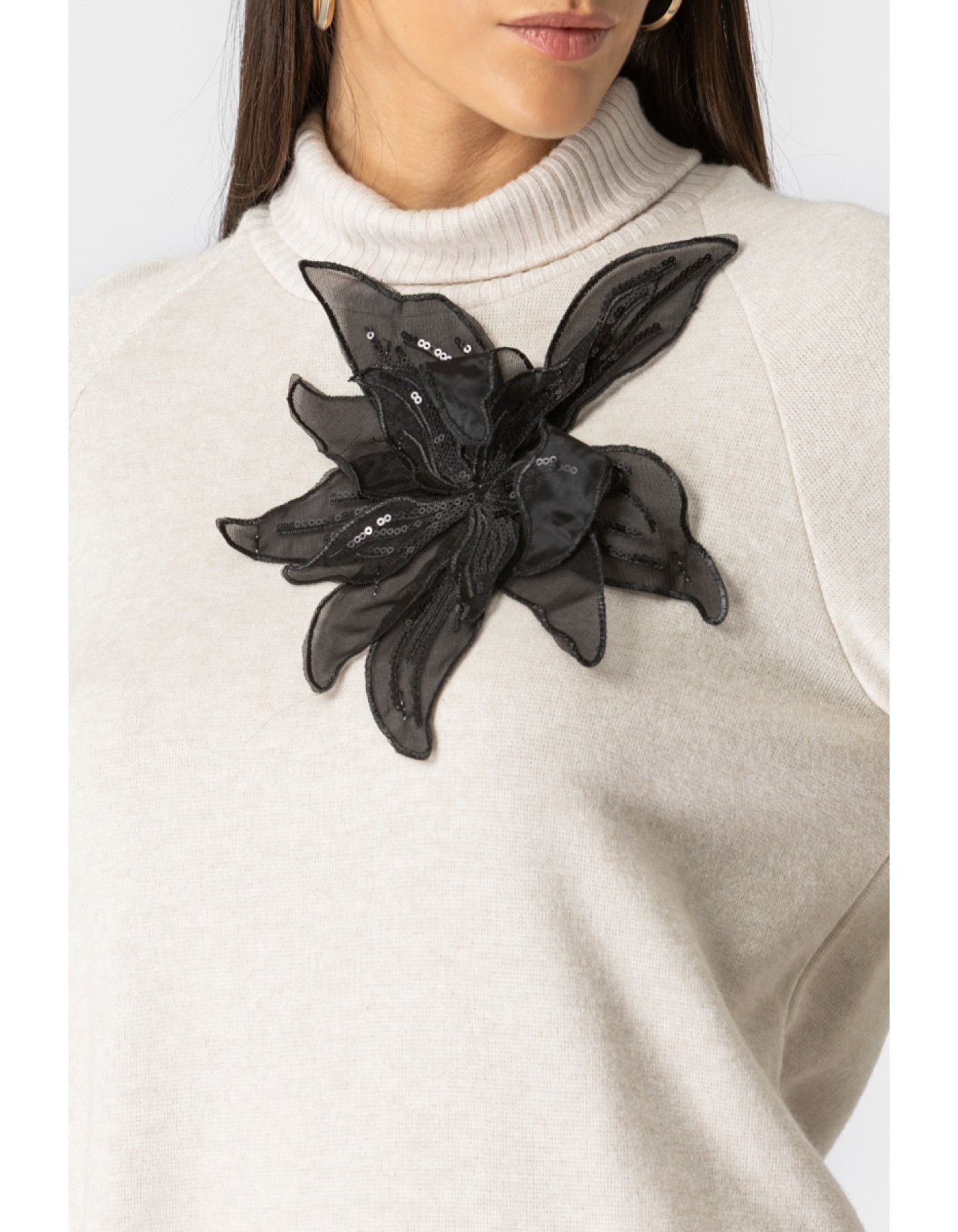 Μπλούζα πλεχτή ζιβάγκο λουλούδι