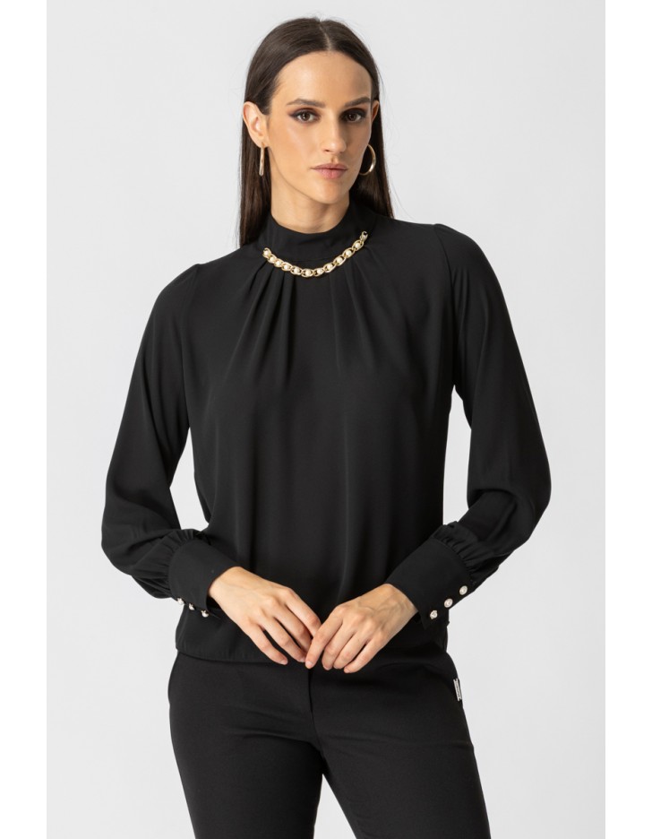 Μπλούζα ζορζέτα με αλυσίδα