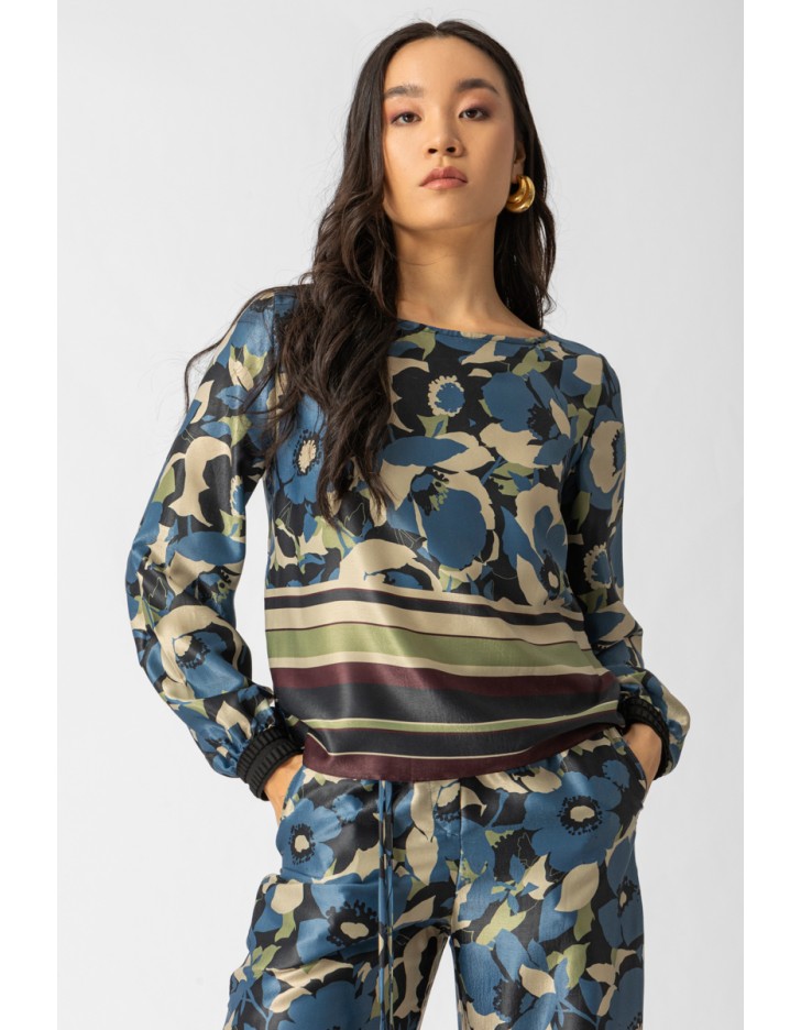 Μπλούζα εμπριμέ σατέν Florence Μπλούζα εμπριμέ σατέν Florence