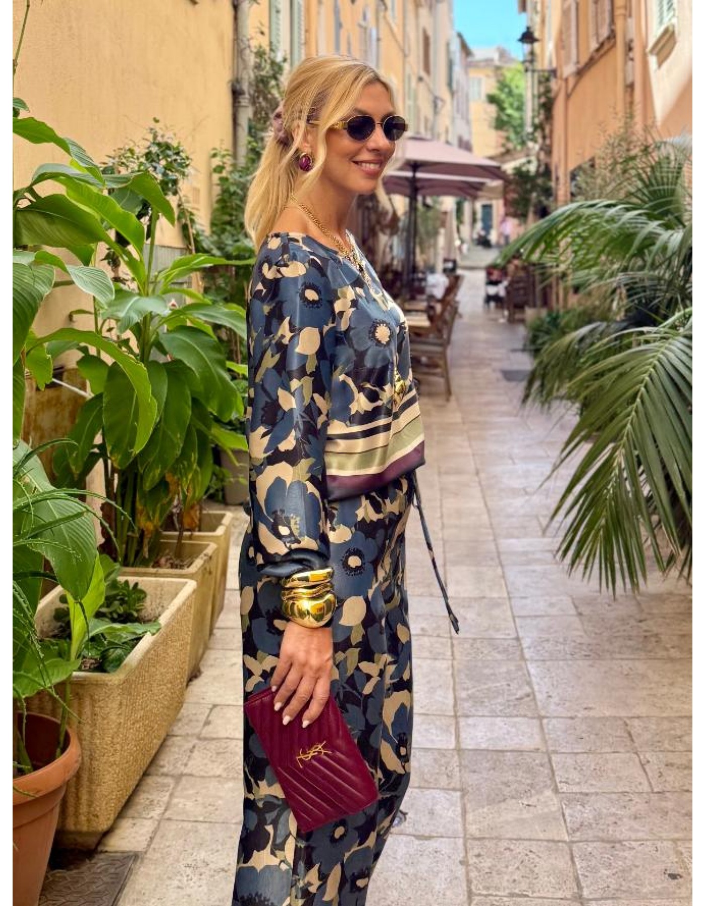 Μπλούζα εμπριμέ σατέν Florence