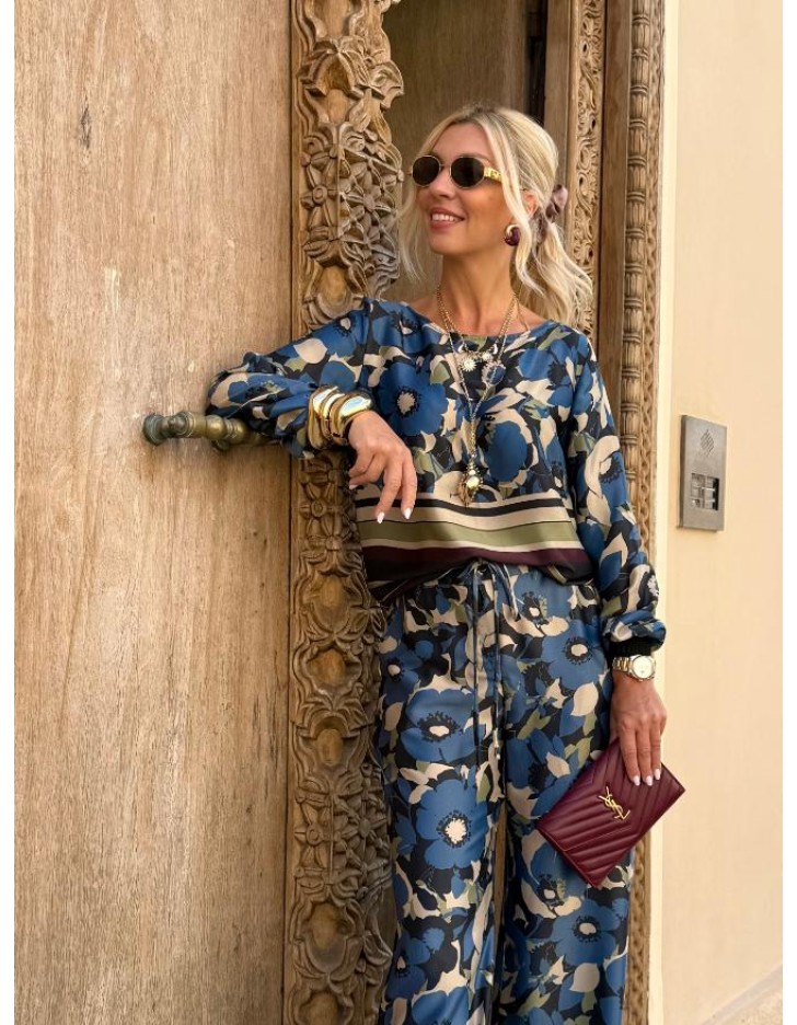 Μπλούζα εμπριμέ σατέν Florence