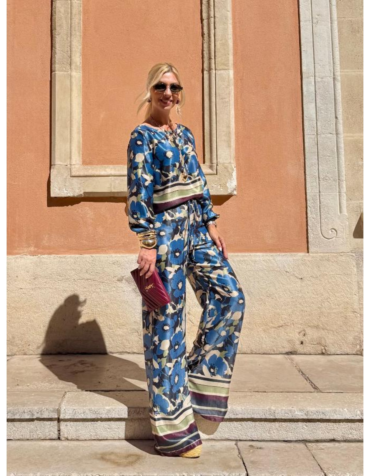 Μπλούζα εμπριμέ σατέν Florence