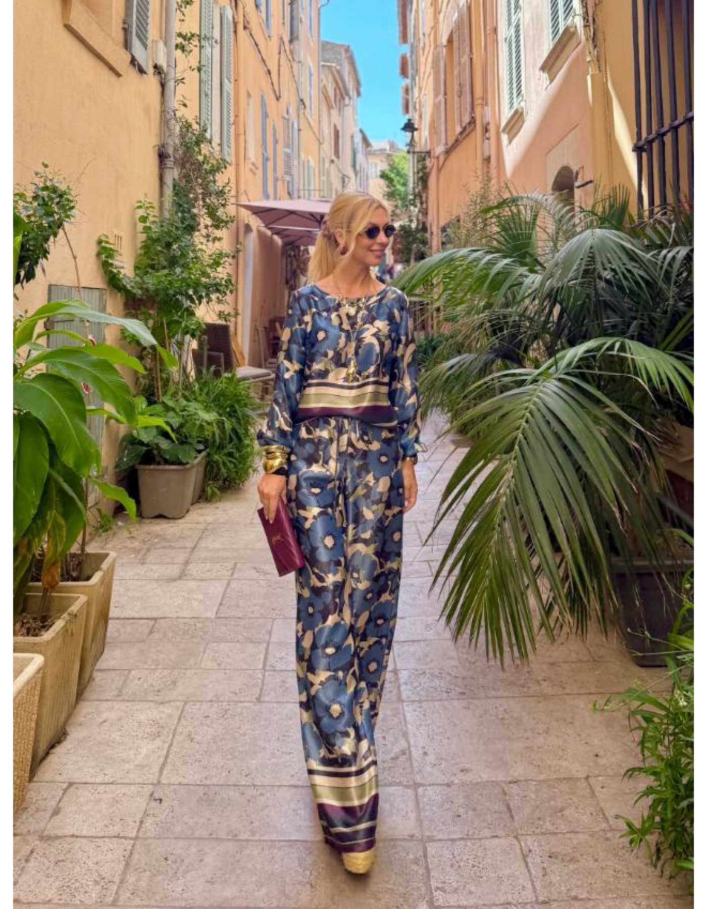 Μπλούζα εμπριμέ σατέν Florence