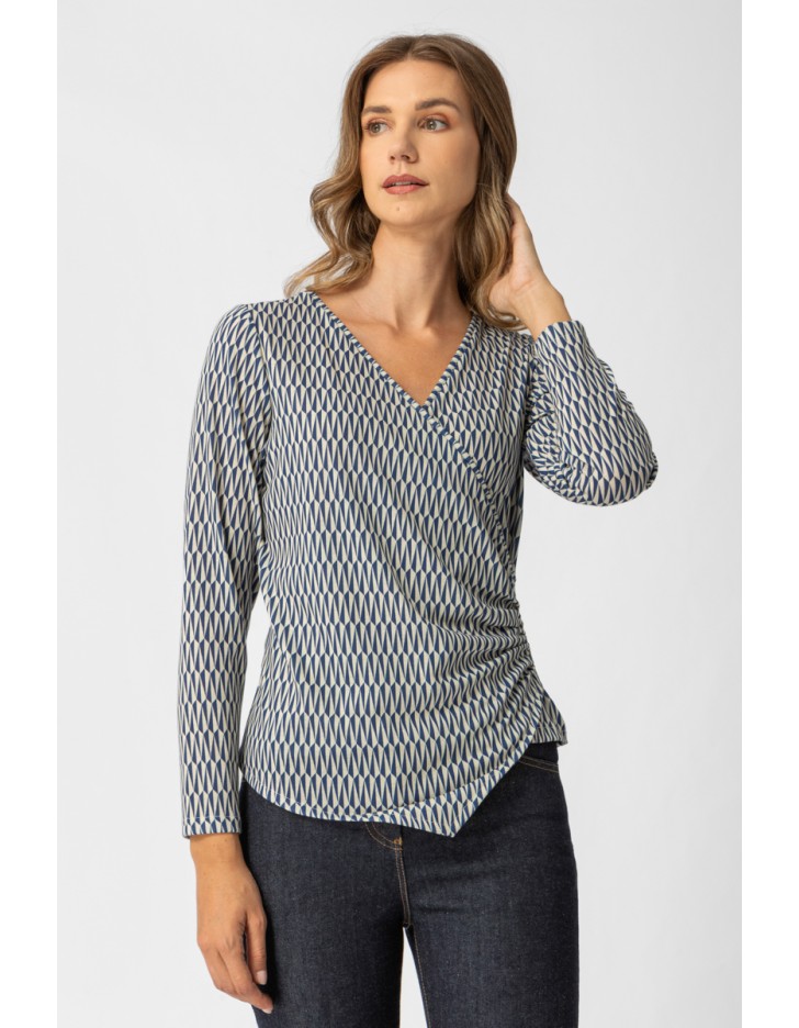 Μπλούζα πλεχτή εμπριμέ κρουαζέ Jessy Μπλούζα πλεχτή εμπριμέ κρουαζέ Jessy