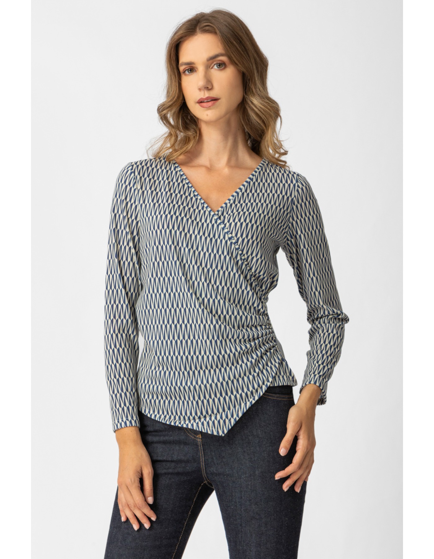 Μπλούζα πλεχτή εμπριμέ κρουαζέ Jessy