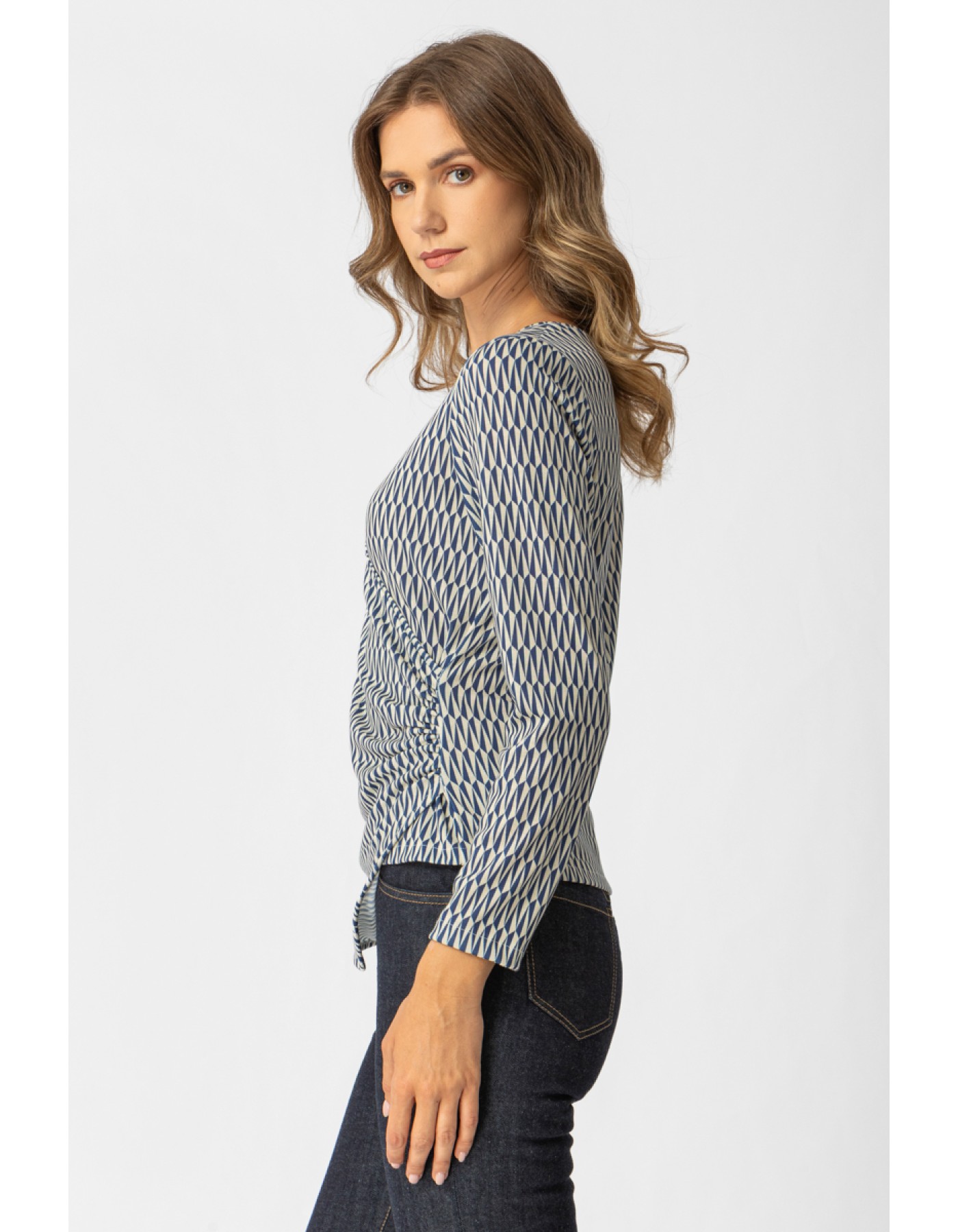 Μπλούζα πλεχτή εμπριμέ κρουαζέ Jessy