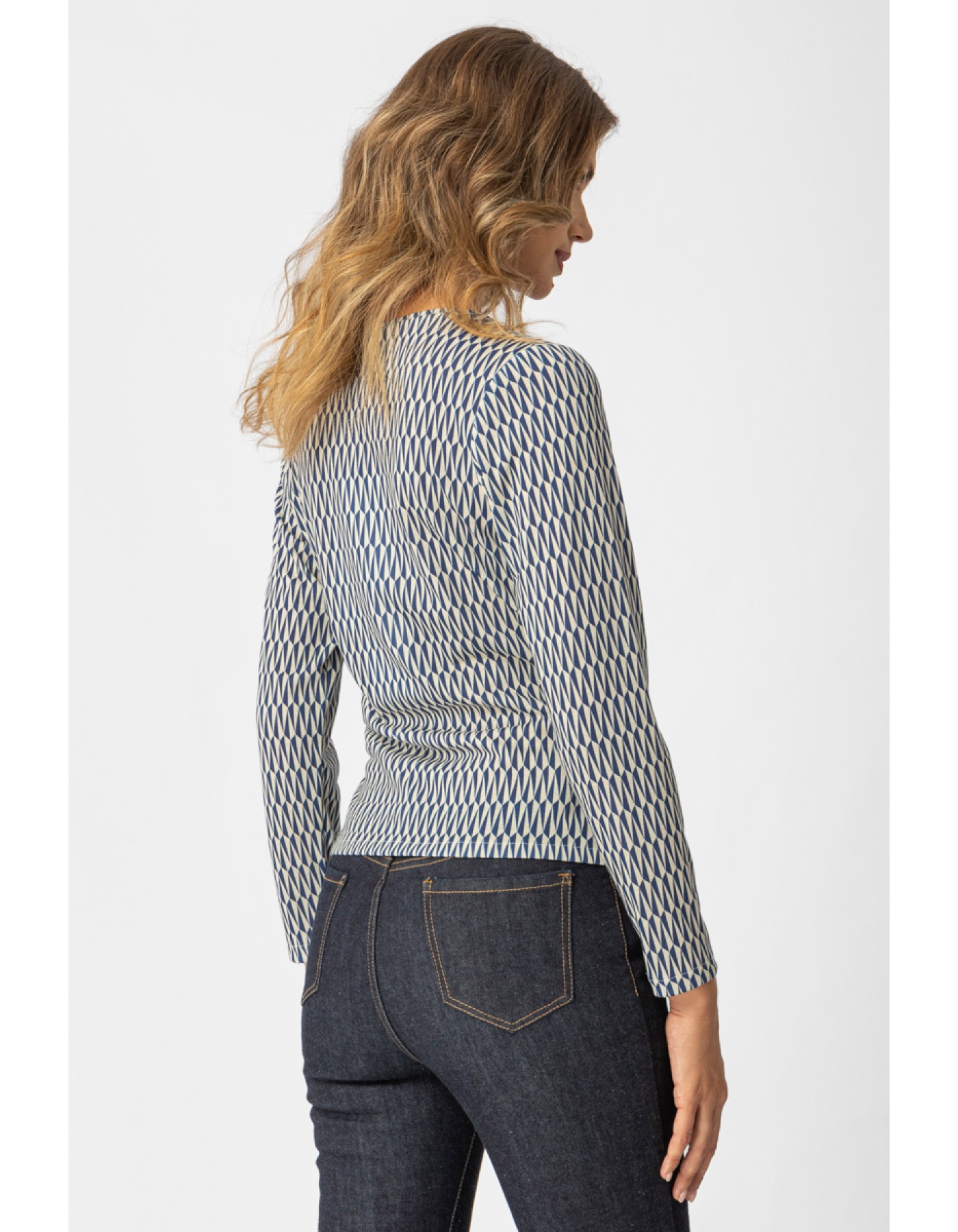 Μπλούζα πλεχτή εμπριμέ κρουαζέ Jessy