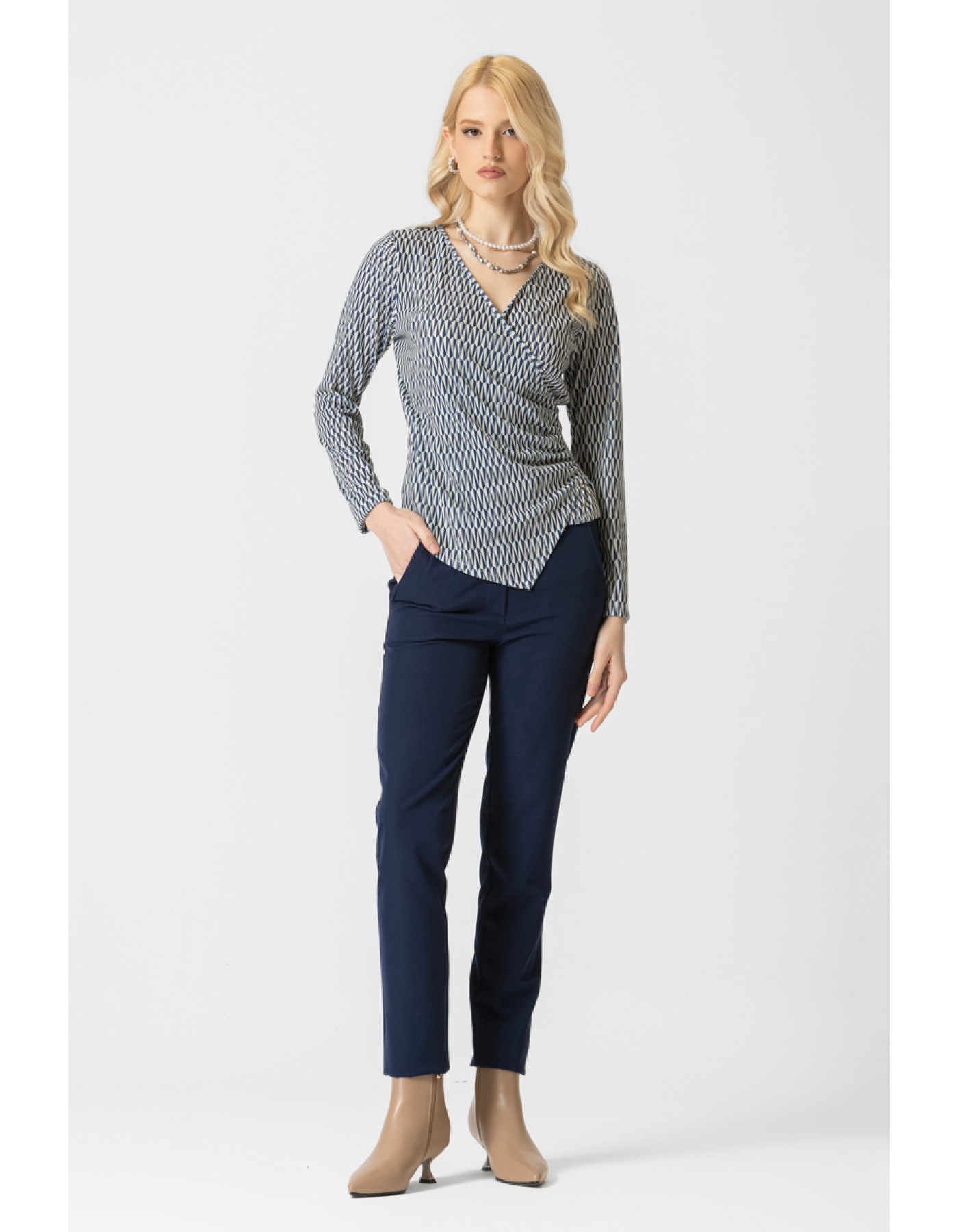 Μπλούζα πλεχτή εμπριμέ κρουαζέ Jessy