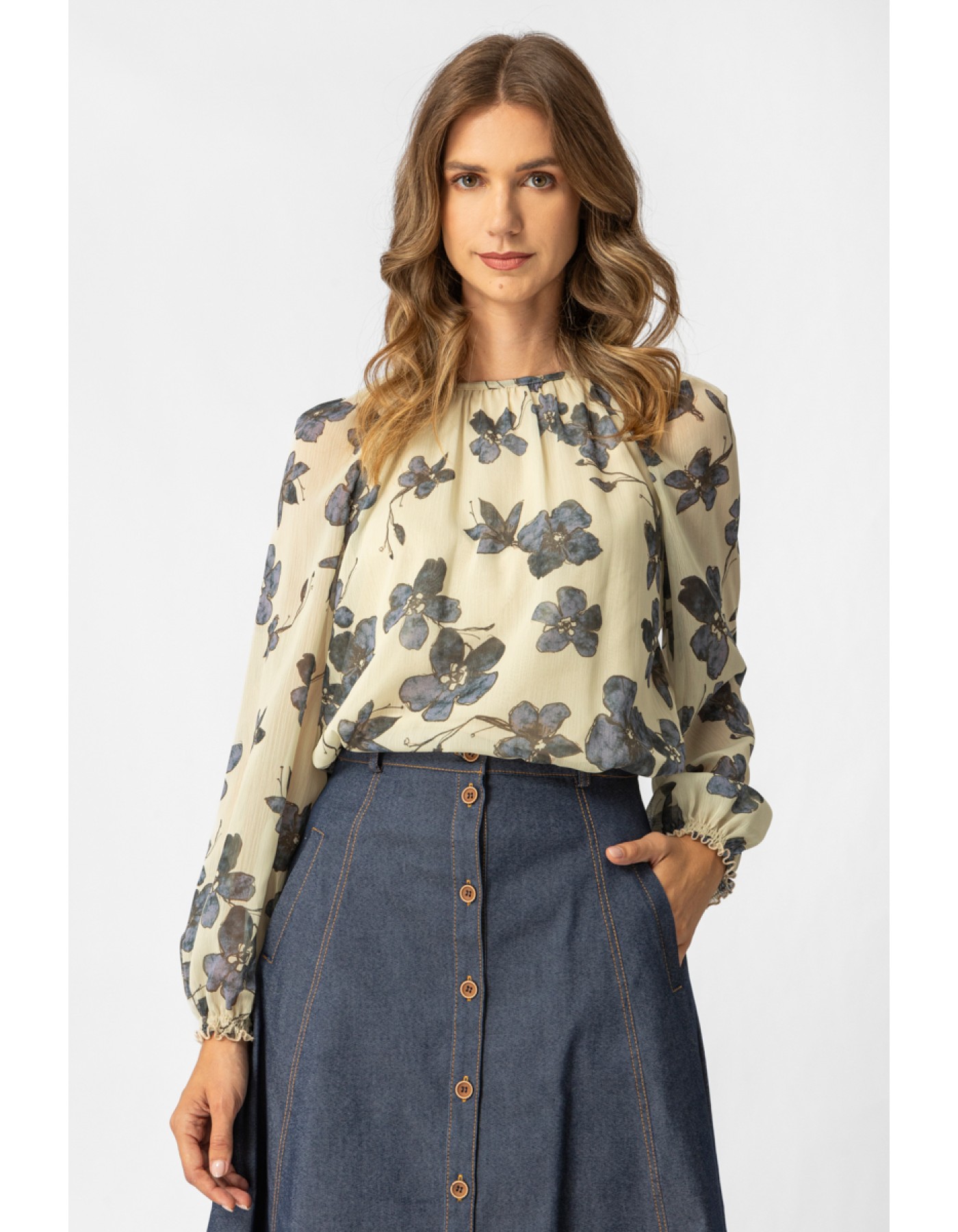 Μπλούζα εμπριμέ διαφάνεια Deni