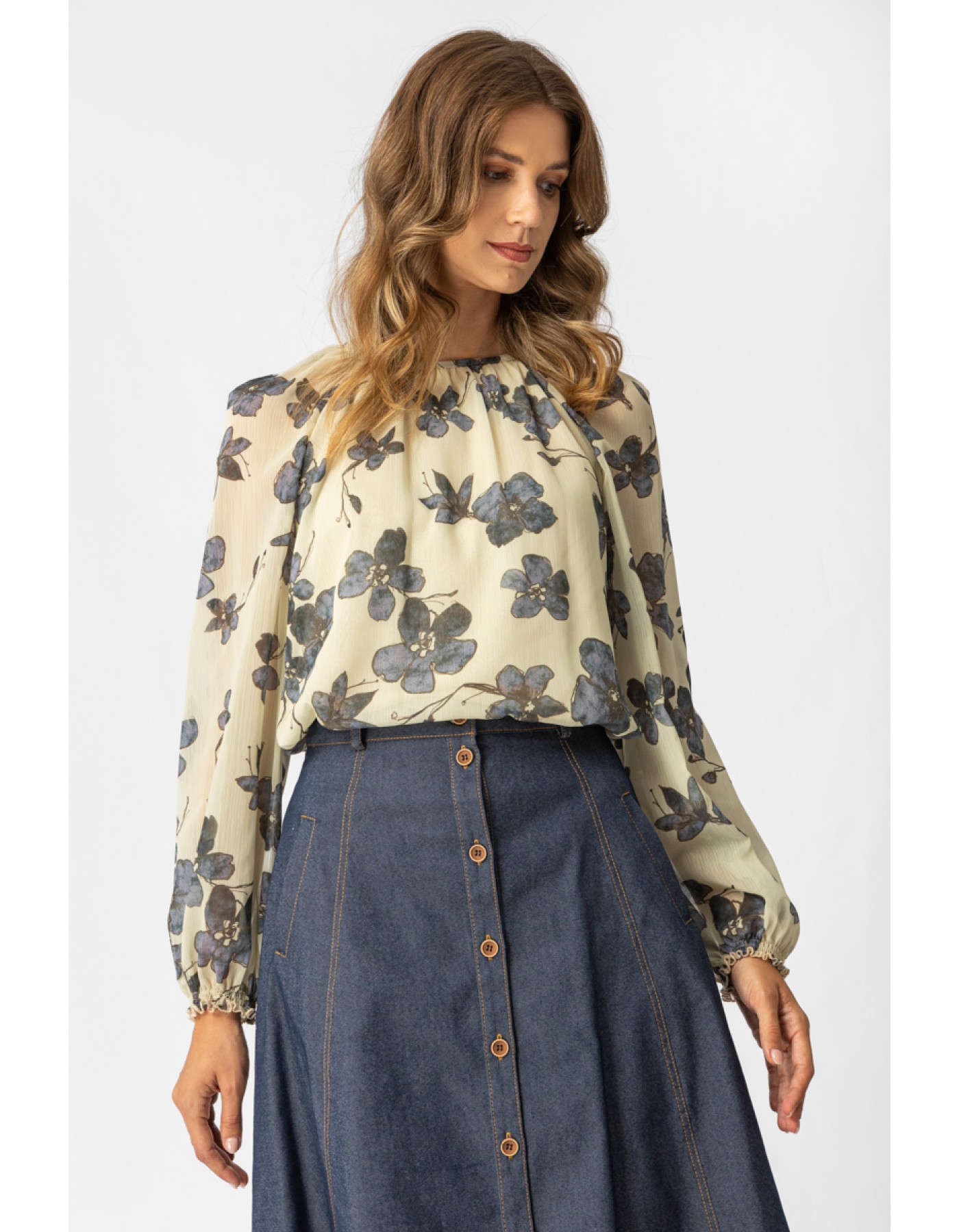 Μπλούζα εμπριμέ διαφάνεια Deni