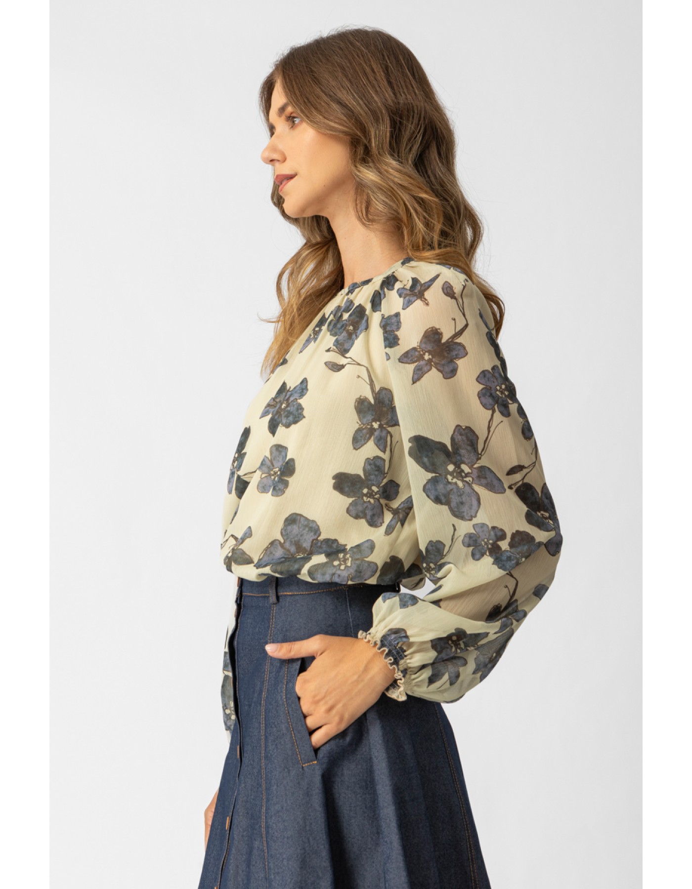 Μπλούζα εμπριμέ διαφάνεια Deni