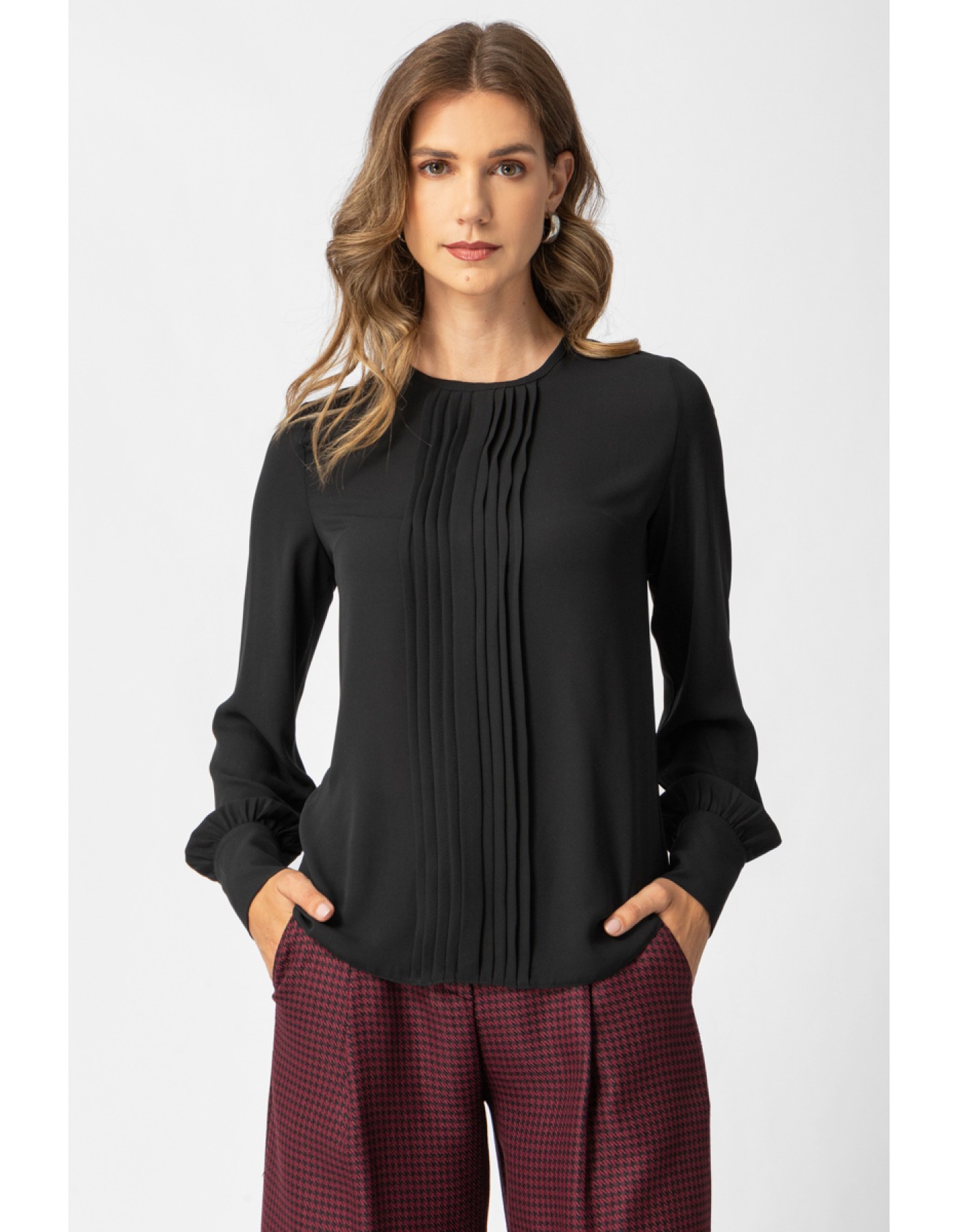 Μπλούζα ζορζέτα με πιέτες