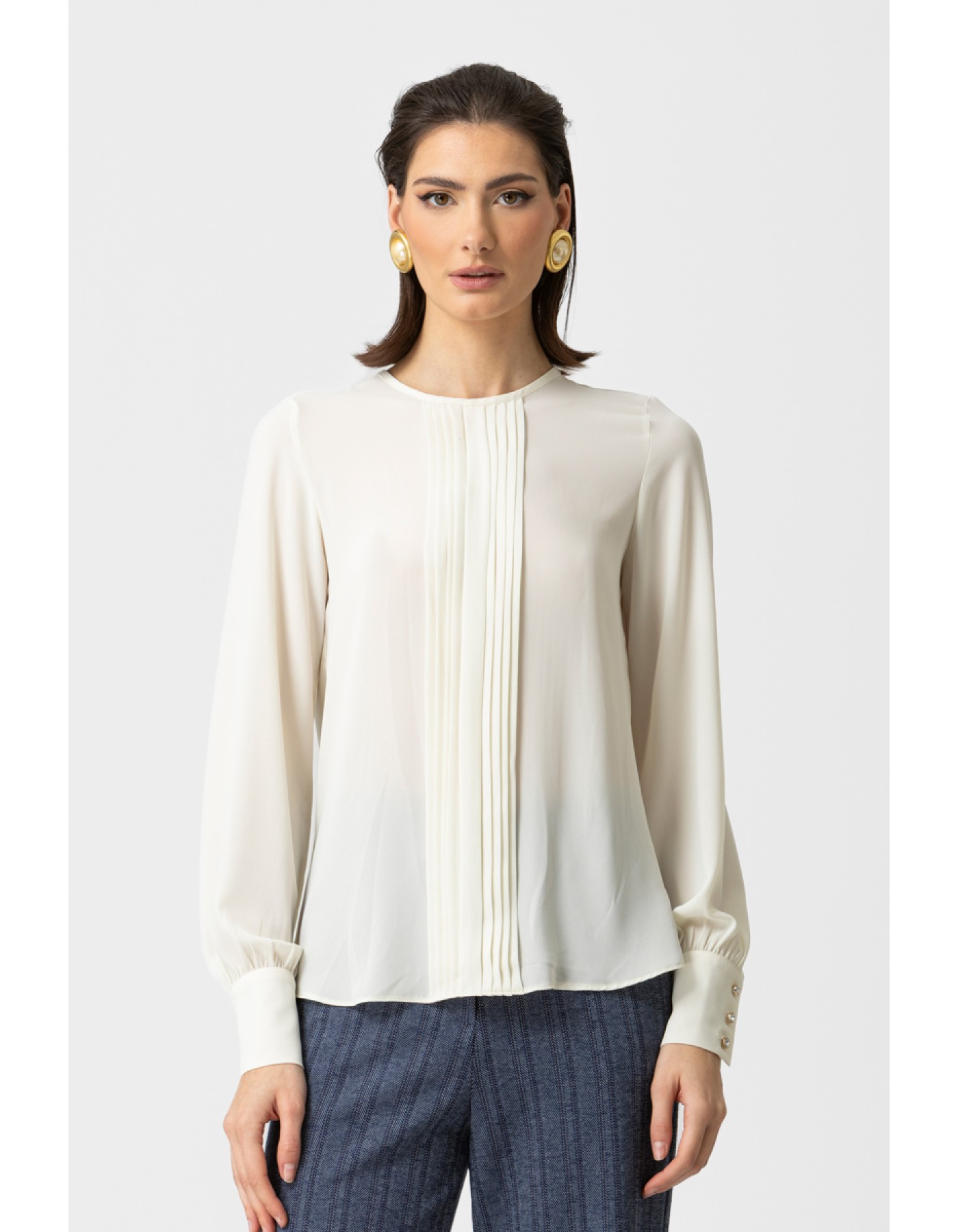 Μπλούζα ζορζέτα με πιέτες