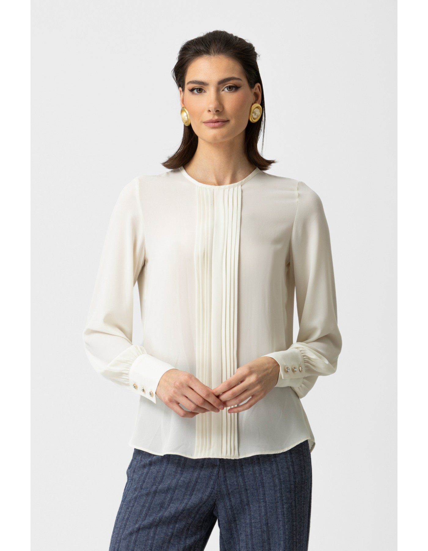 Μπλούζα ζορζέτα με πιέτες