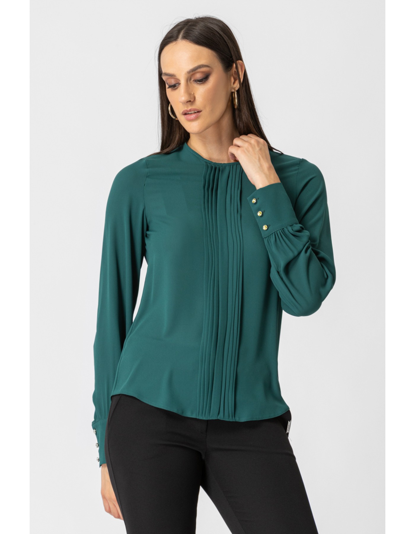 Μπλούζα ζορζέτα με πιέτες