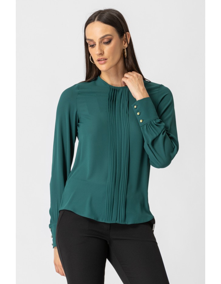 Μπλούζα ζορζέτα με πιέτες