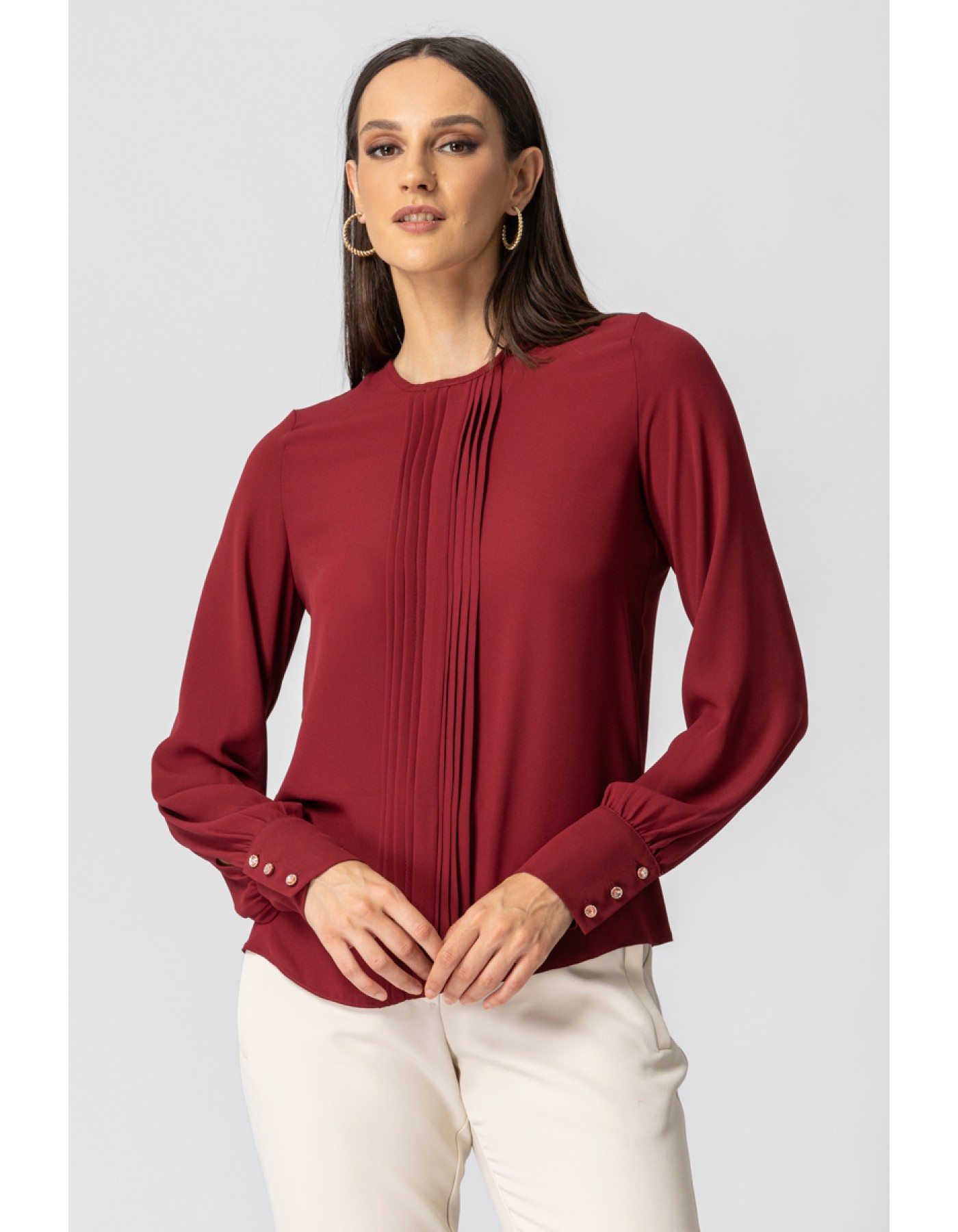 Μπλούζα ζορζέτα με πιέτες