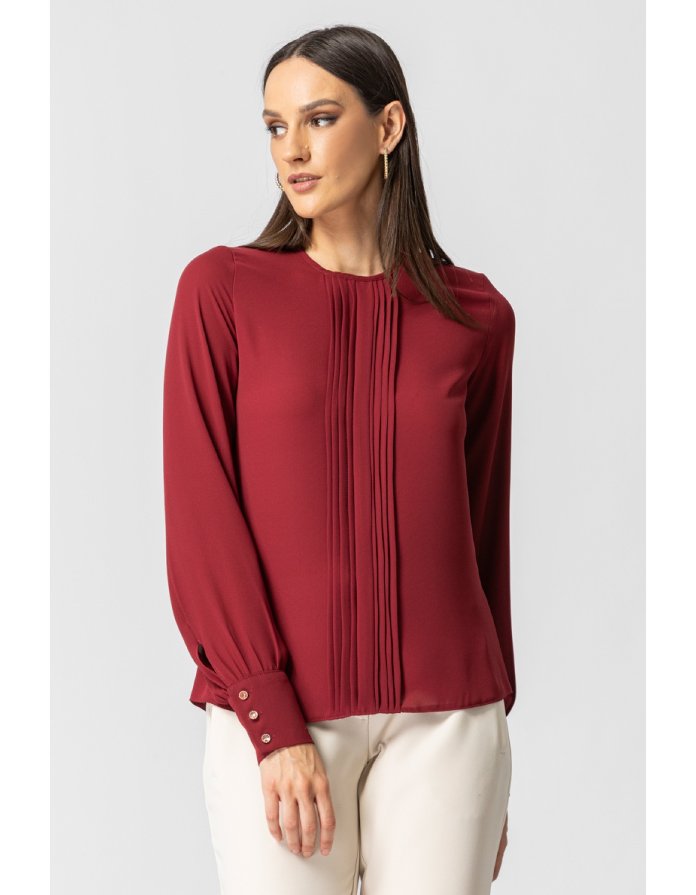 Μπλούζα ζορζέτα με πιέτες