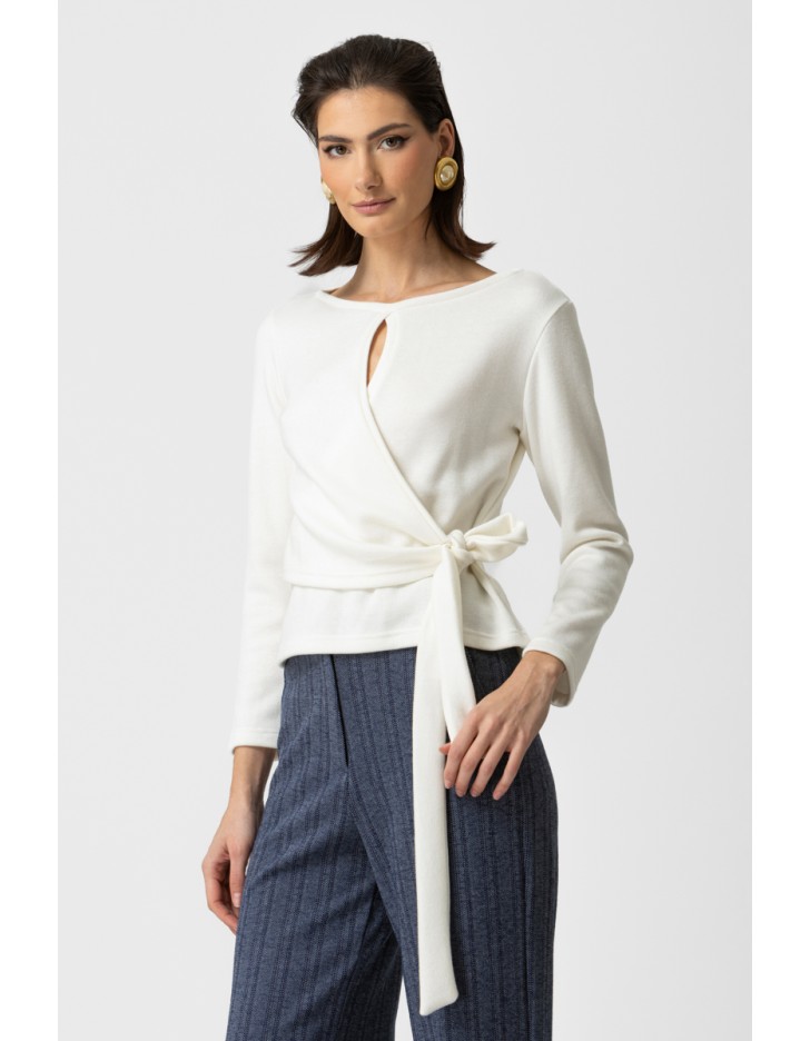 Μπλούζα πλεχτή κρουαζέ δέσιμο Μπλούζα πλεχτή κρουαζέ δέσιμο