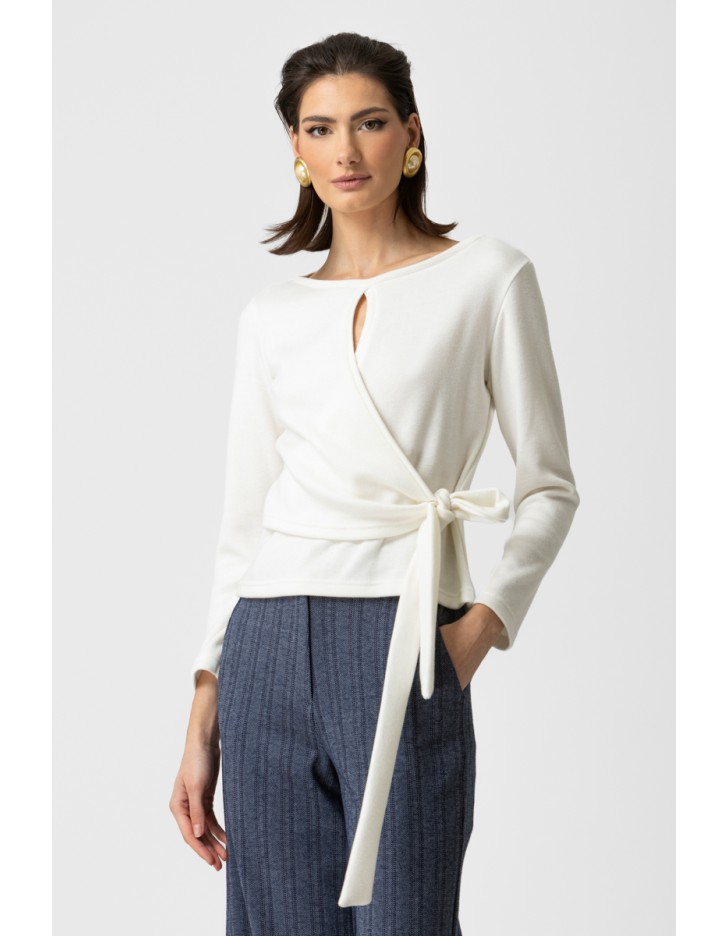 Μπλούζα πλεχτή κρουαζέ δέσιμο