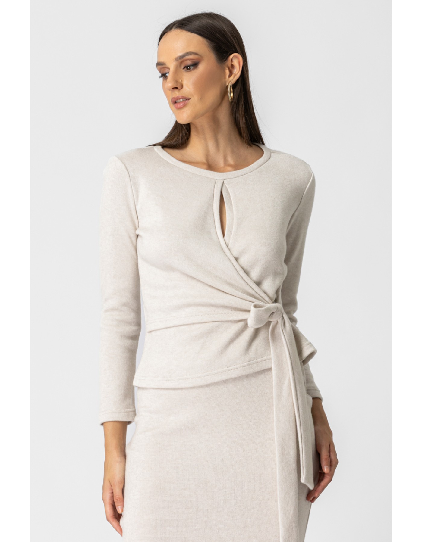 Μπλούζα πλεχτή κρουαζέ δέσιμο