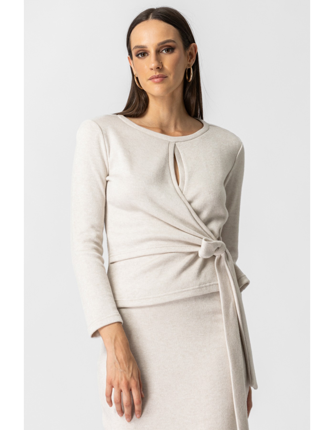 Μπλούζα πλεχτή κρουαζέ δέσιμο