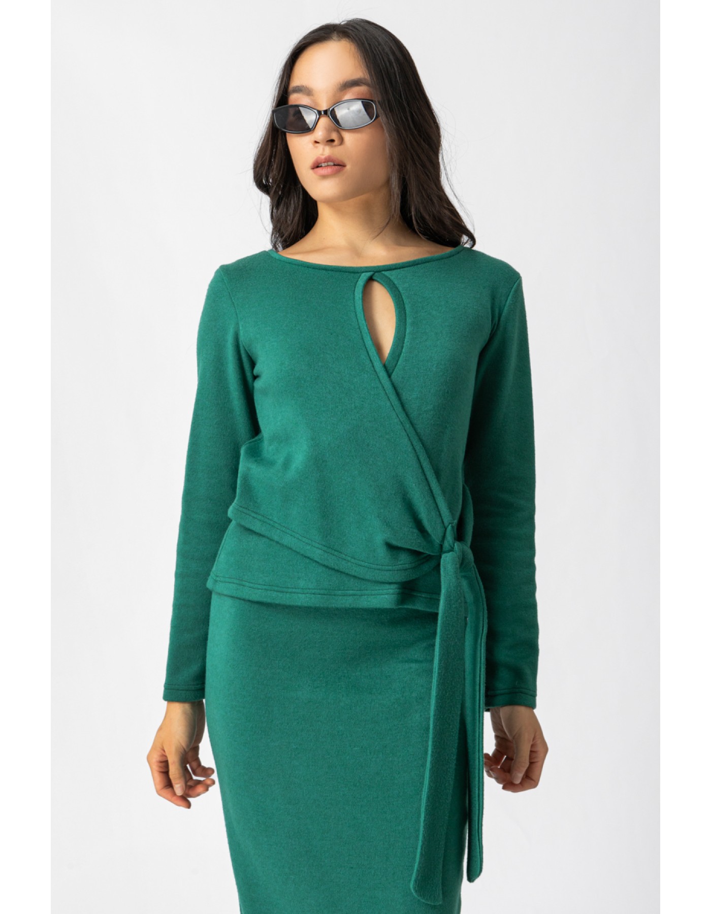 Μπλούζα πλεχτή κρουαζέ δέσιμο